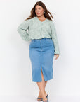 Bluse mit V-Ausschnitt Plus Size