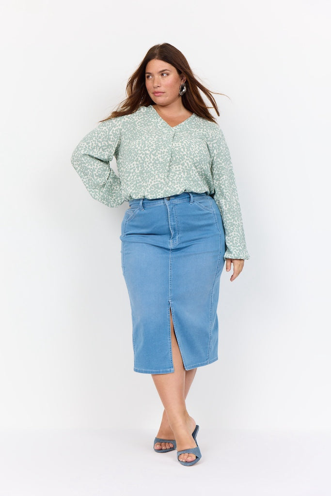 Bluse mit V-Ausschnitt Plus Size