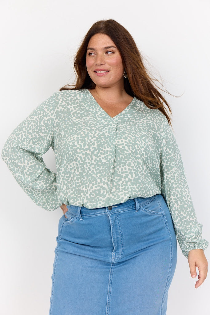 Bluse mit V-Ausschnitt Plus Size