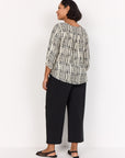 Plus Size Bluse mit abstraktem Print und 3/4 Ärmeln