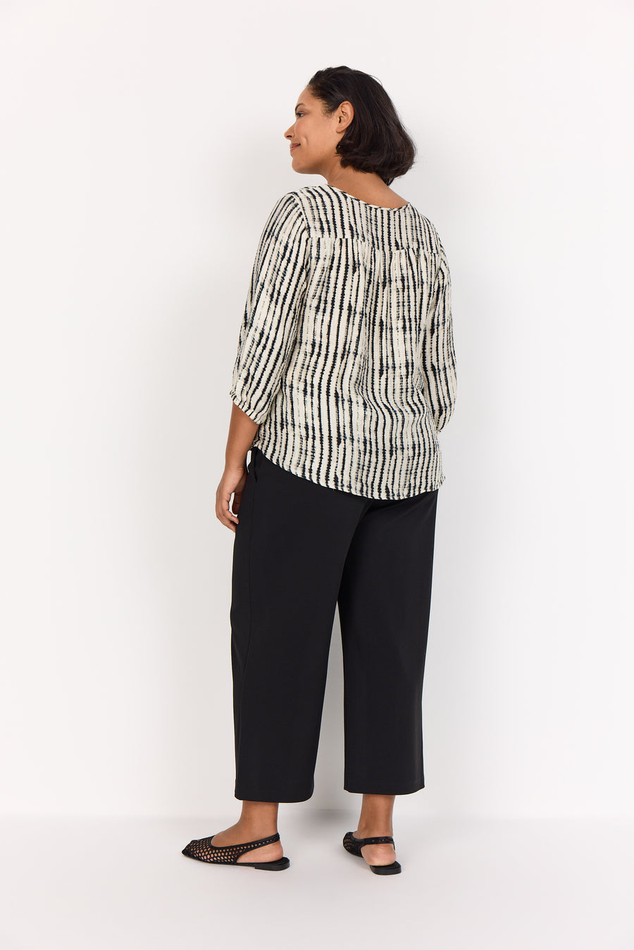 Plus Size Bluse mit abstraktem Print und 3/4 Ärmeln