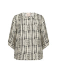 Plus Size Bluse mit abstraktem Print und 3/4 Ärmeln