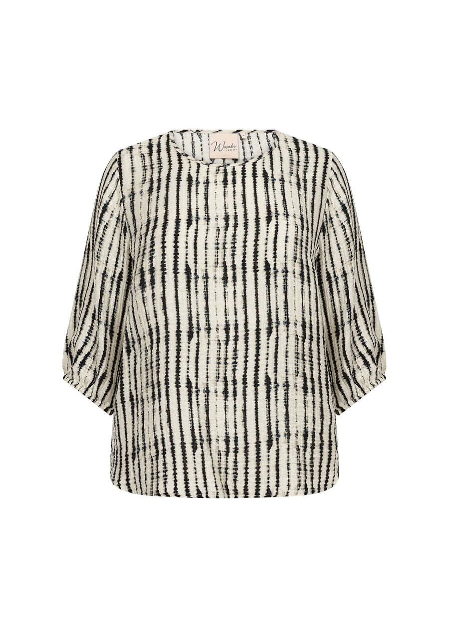 Plus Size Bluse mit abstraktem Print und 3/4 Ärmeln