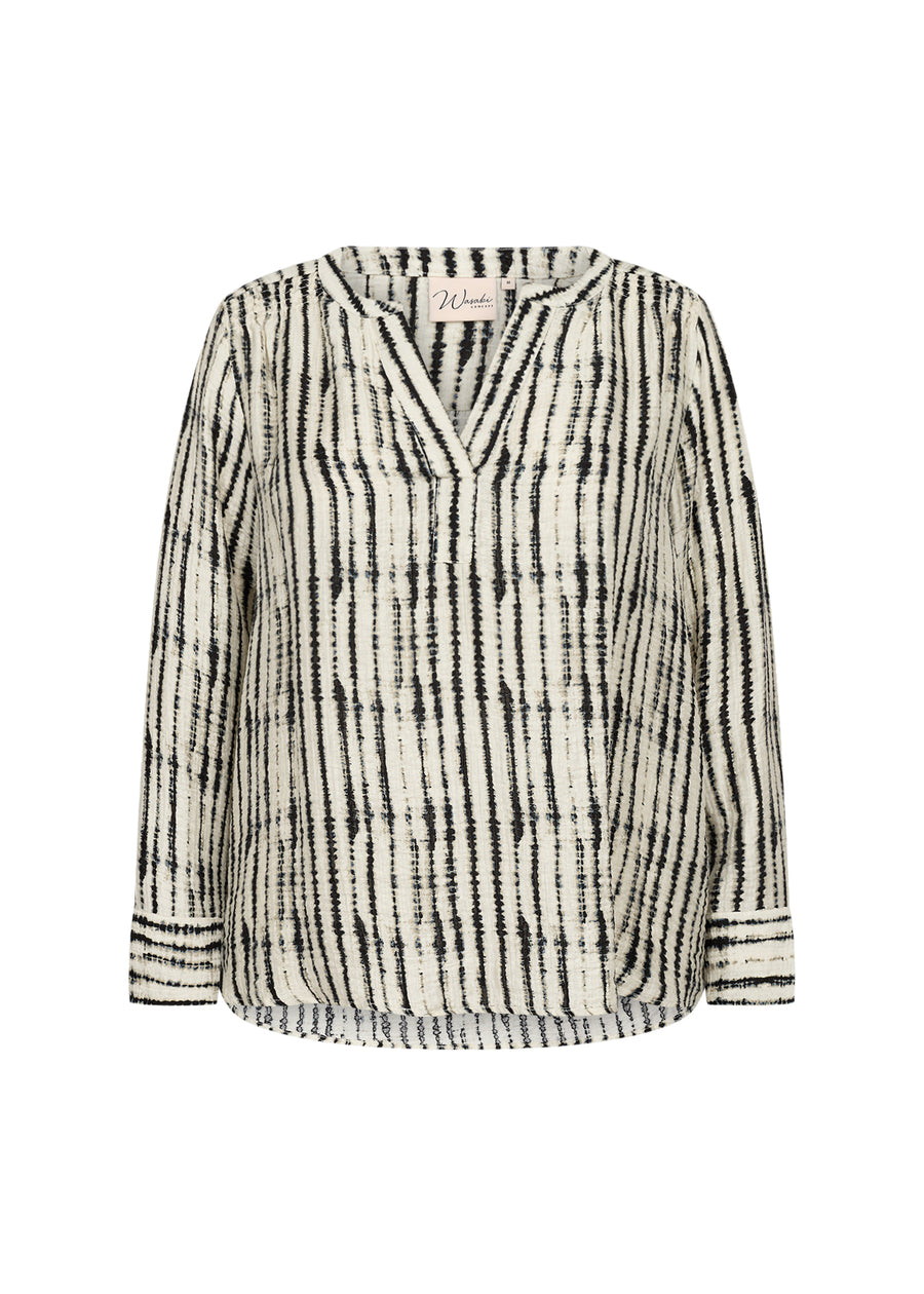 Plus Size Bluse mit abstraktem Print und V-Ausschnitt