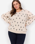 Plus Size Krepp Bluse mit elastischem Bündchen