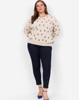 Plus Size Krepp Bluse mit elastischem Bündchen