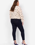 Plus Size Krepp Bluse mit elastischem Bündchen