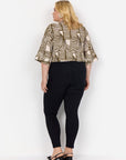 Plus Size Bluse mit V-Ausschnitt und abstraktem Print