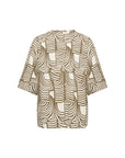 Plus Size Bluse mit V-Ausschnitt und abstraktem Print