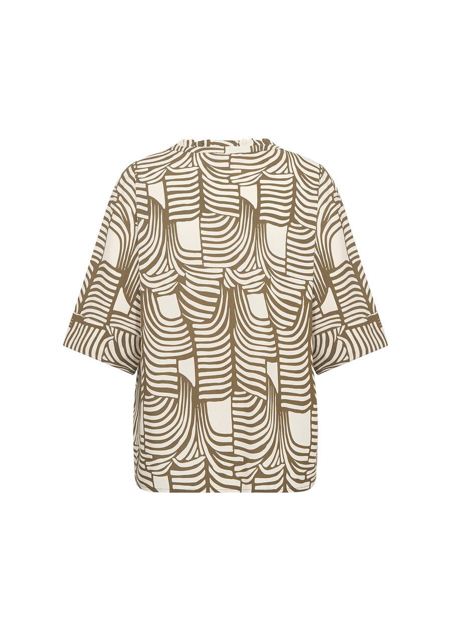 Plus Size Bluse mit V-Ausschnitt und abstraktem Print