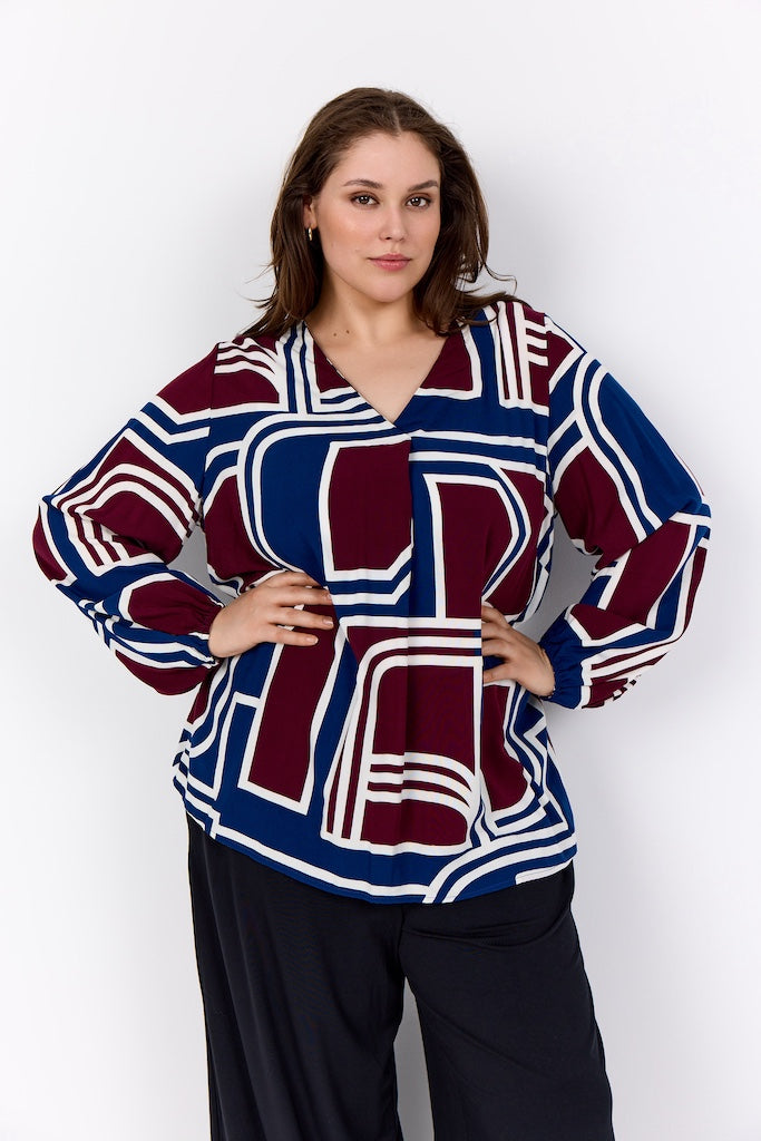 Plus Size Bluse mit geometrischem Print
