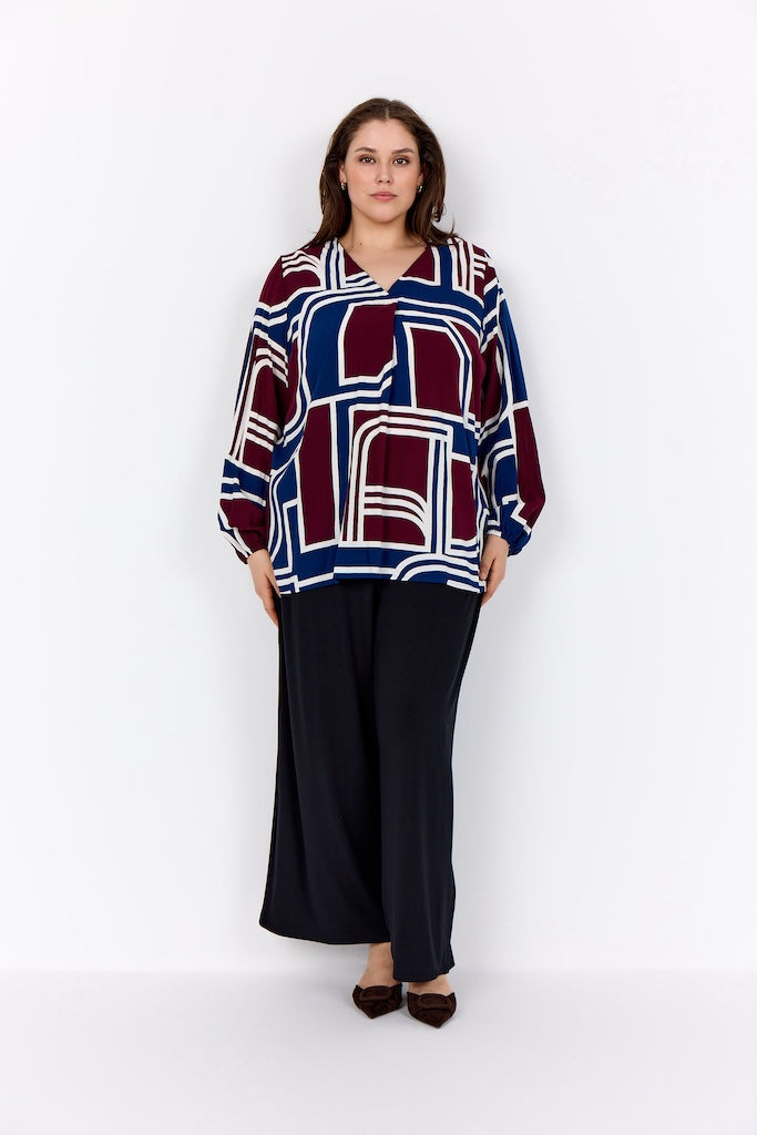Plus Size Bluse mit geometrischem Print