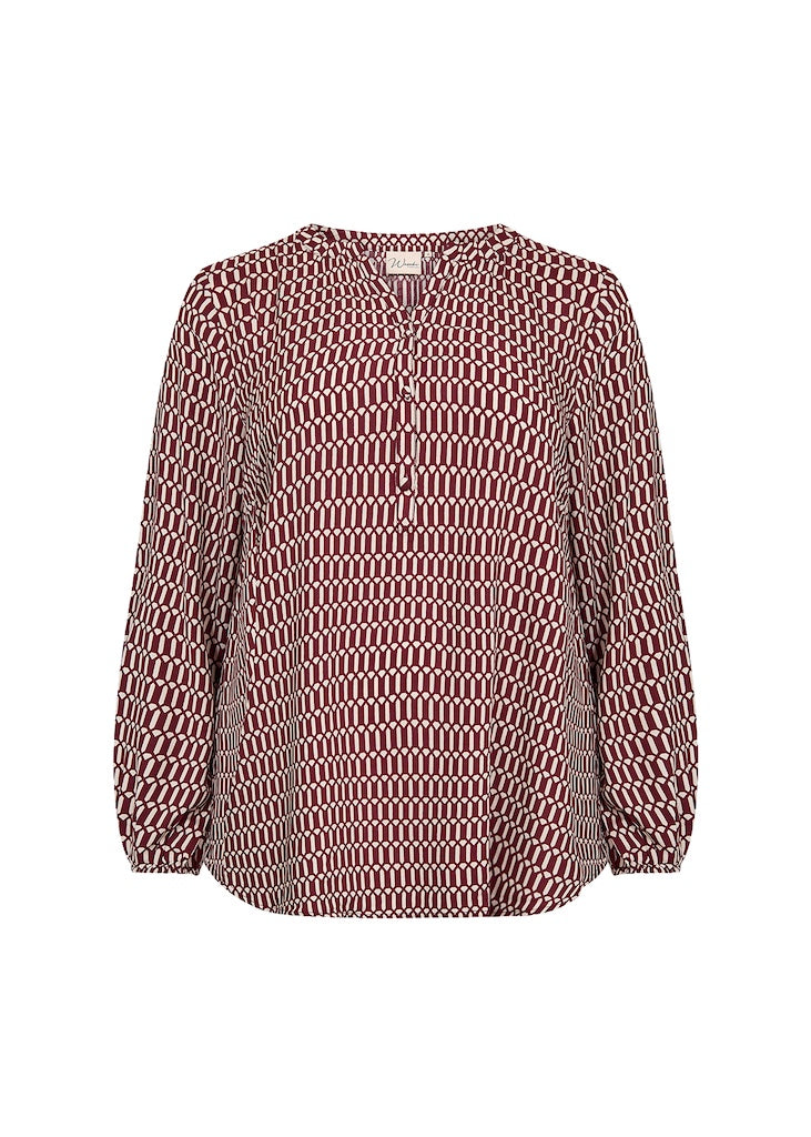 Plus Size Bluse mit tollem Muster in Bordeaux