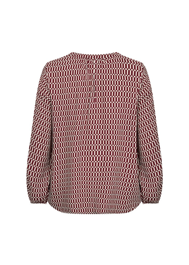Plus Size Bluse mit tollem Muster in Bordeaux