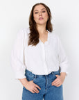 süße Bluse mit schickem Kragen in weiß