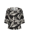 Plus Size Shirt mit 3/4 Ärmel und abstraktem Druck
