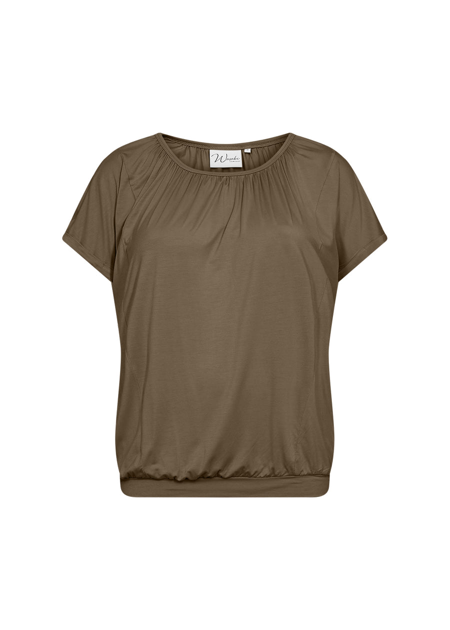 Shirt mit Bund in khaki Plus Size