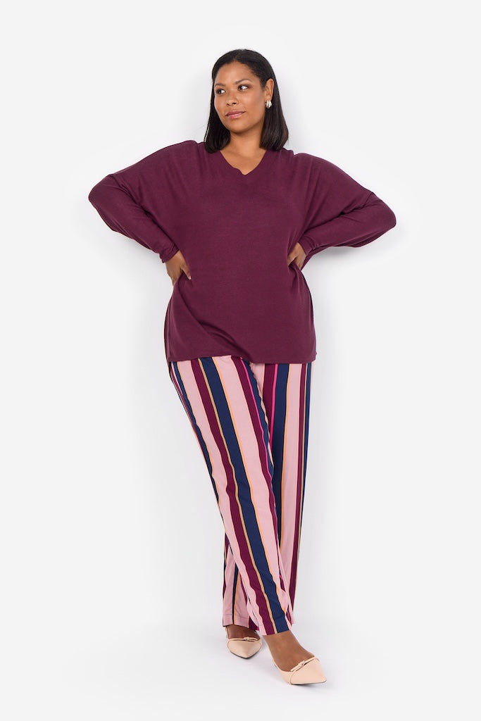 Plus Size Basic Langarmshirt in Aubergine