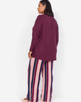 Plus Size Basic Langarmshirt in Aubergine