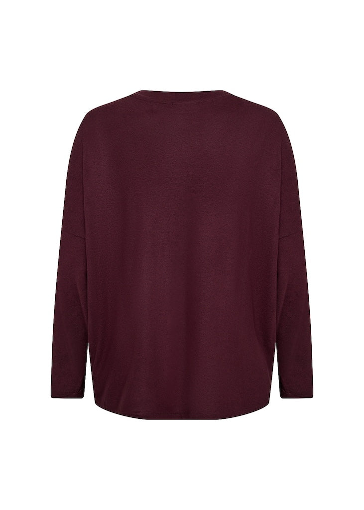 Plus Size Basic Langarmshirt in Aubergine