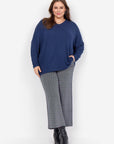 Plus Size Basic Langarmshirt in Dunkelblau