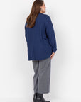 Plus Size Basic Langarmshirt in Dunkelblau