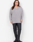 Plus Size Basic Langarmshirt in Grau