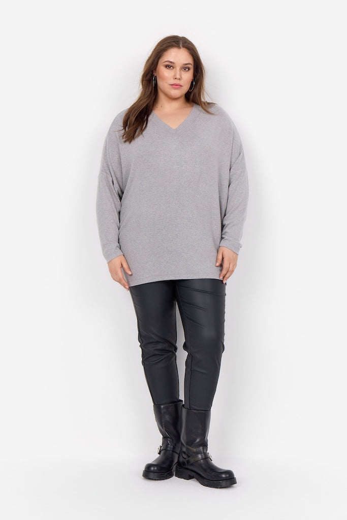 Plus Size Basic Langarmshirt in Grau