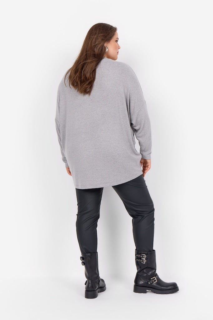 Plus Size Basic Langarmshirt in Grau