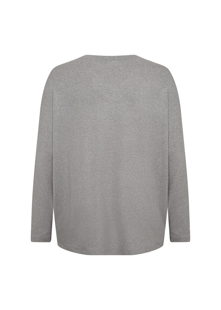 Plus Size Basic Langarmshirt in Grau