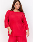 Plissee Bluse in Rot Plus Size
