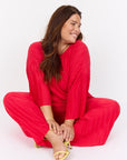 Plissee Bluse in Rot Plus Size