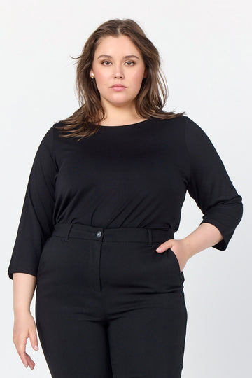 Shirt mit 3/4 Ärmeln in Schwarz