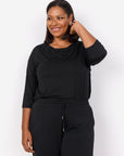 Shirt mit 3/4 Ärmeln in Schwarz