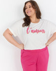 Plus Size Shirt mit pinkem Print