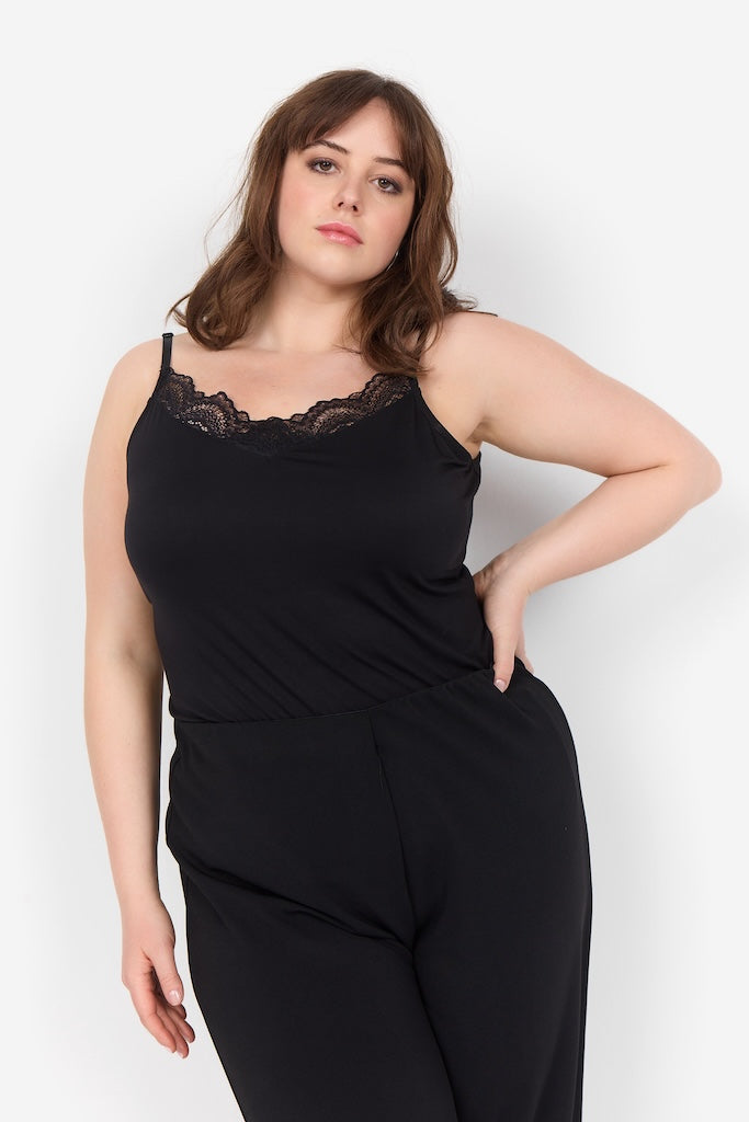 Spitzentop Plus Size in Schwarz