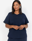 Sweatshirt mit Aufdruck in Dunkelblau Plus Size