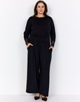 Langarmshirt mit Spitzenbündchen in Schwarz