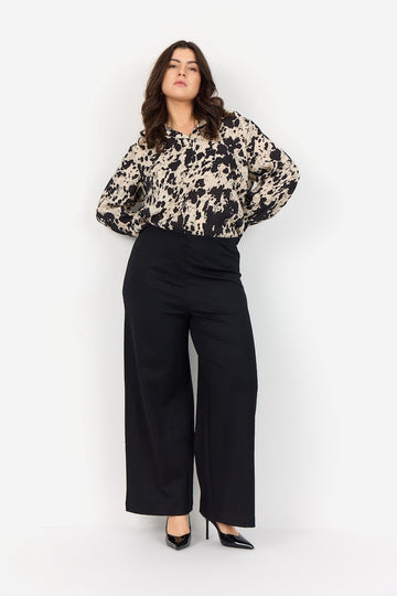 weite feine Hose in Schwarz Plus Size