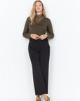 Plus Size Feine Hose mit weitem Bein in Schwarz