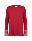 Langarmshirt mit Spitzendetails in Rot