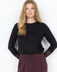 Langarmshirt mit Spitzendetails in Schwarz