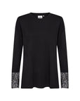 Langarmshirt mit Spitzendetails in Schwarz