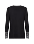 Langarmshirt mit Spitzendetails in Schwarz